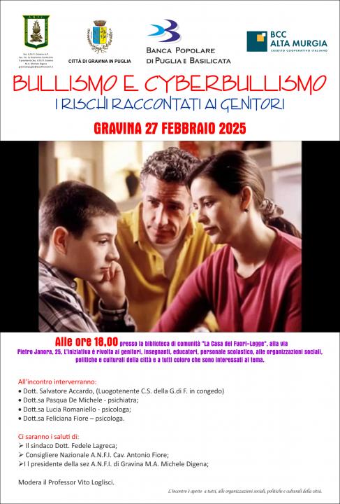 Bullismo e Cyberbullismo - i rischi raccontati ai genitori -