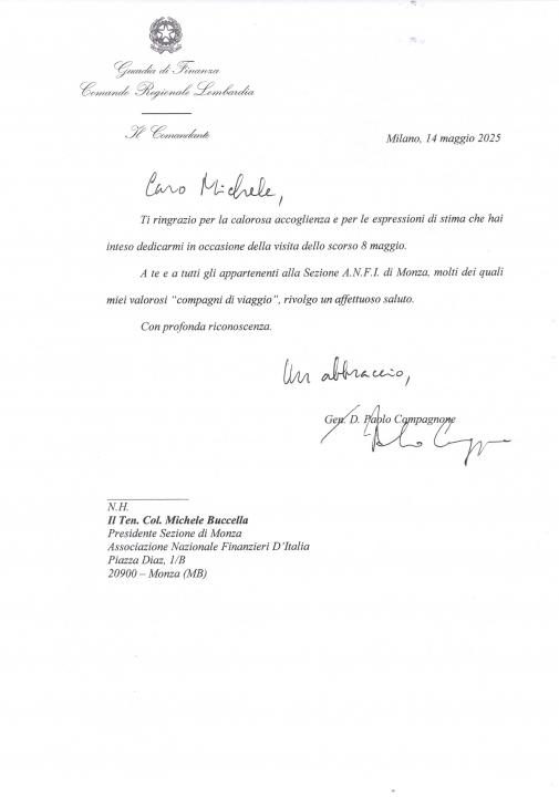 Vizita del Comandante Regionale Lombardia.